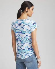 Chico's Discount Alabaster Ocean Waves Cap Sleeve Dolman Tee