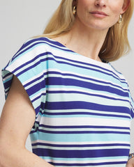 Chico's Sale Paradiso Blue Stripe Modern Cap Sleeve Tee