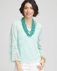 Chico's Online Teal Waters Scalloped Hem Lace Top