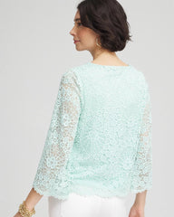 Chico's Online Teal Waters Scalloped Hem Lace Top