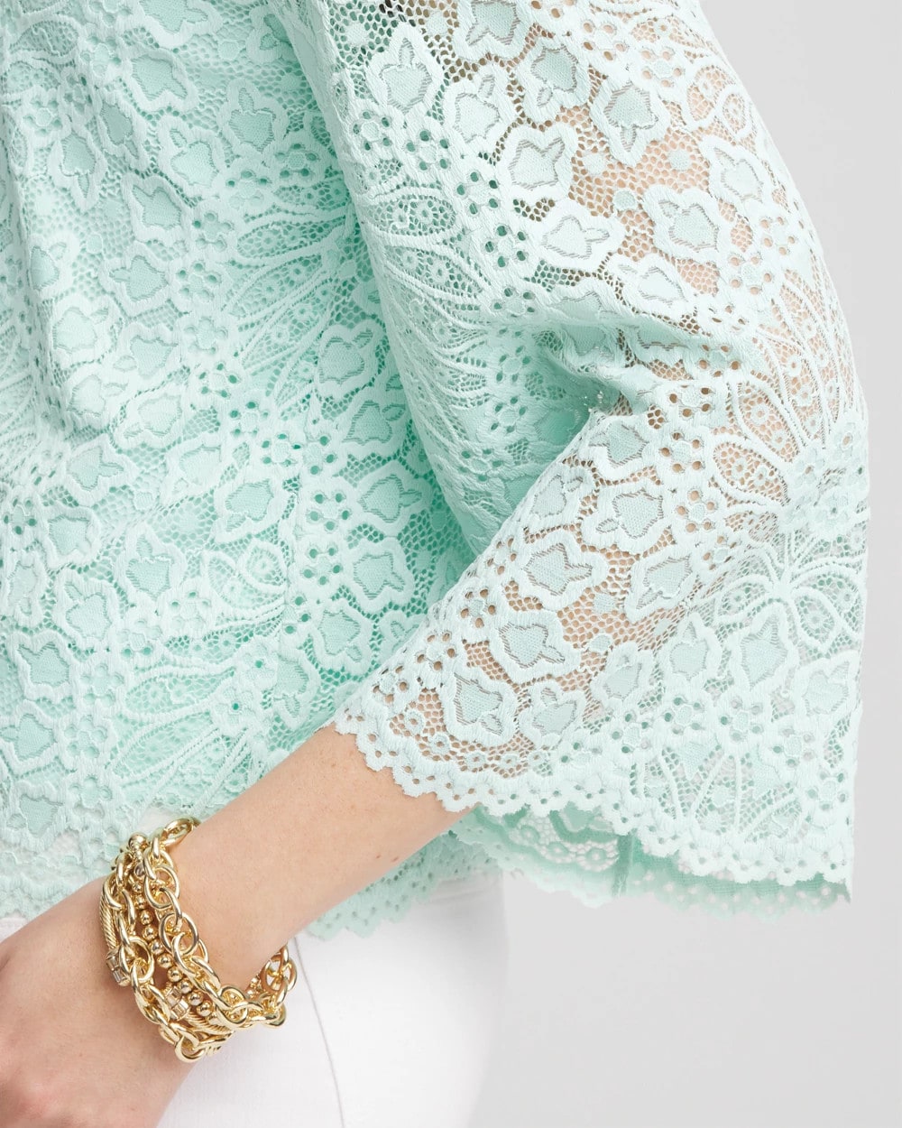 Chico's Online Teal Waters Scalloped Hem Lace Top