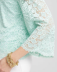 Chico's Online Teal Waters Scalloped Hem Lace Top