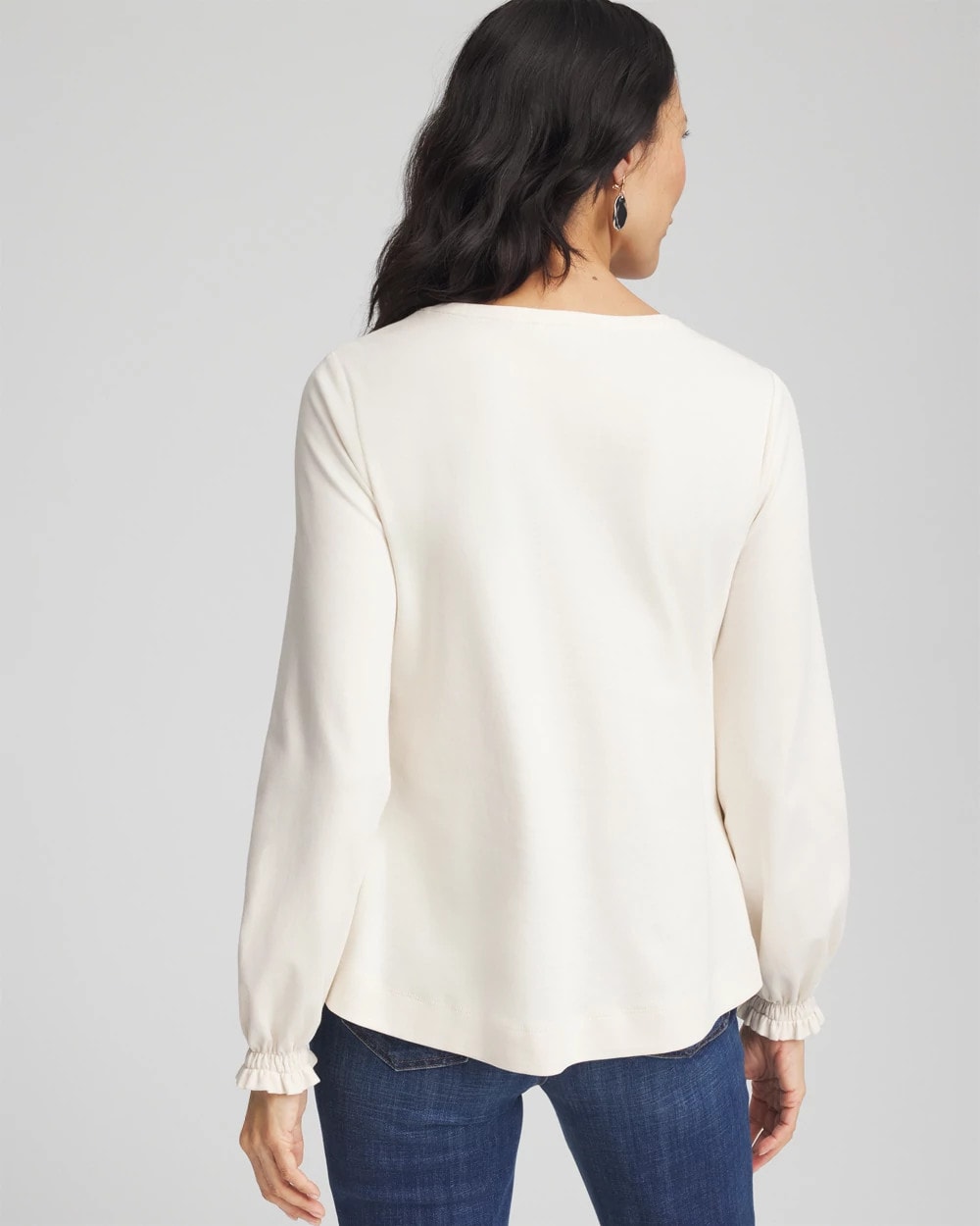 Chico's Discount English Cream Embellished Long-sleeve Top