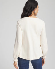 Chico's Discount English Cream Embellished Long-sleeve Top