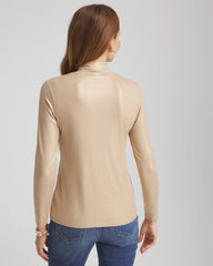 Chico's Sale Champagne Fizz Touch of Cool™ Foil Mock Neck Layering Tee