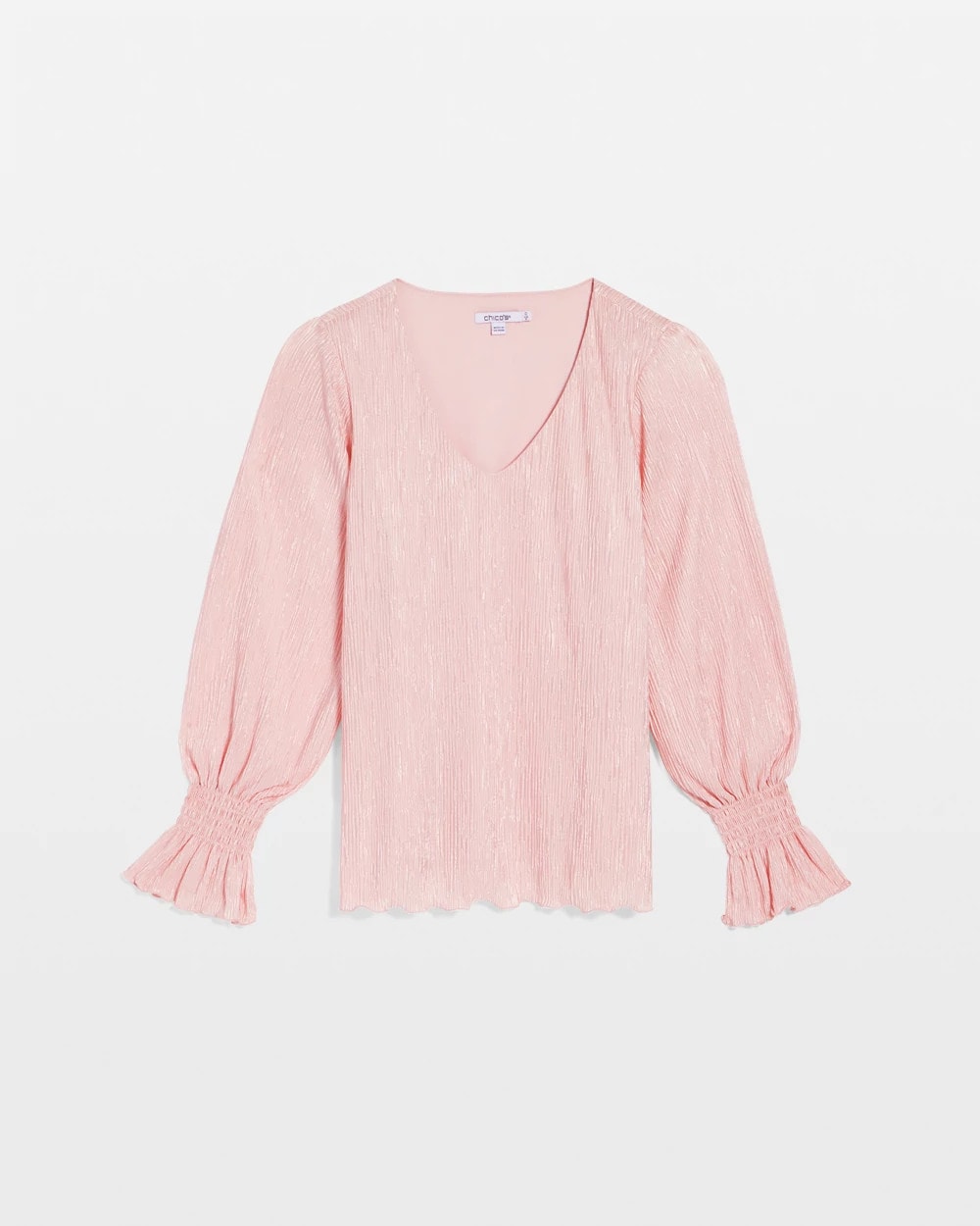 Chico's Outlet Blushed Crinkle Bodre Voop Neck Top