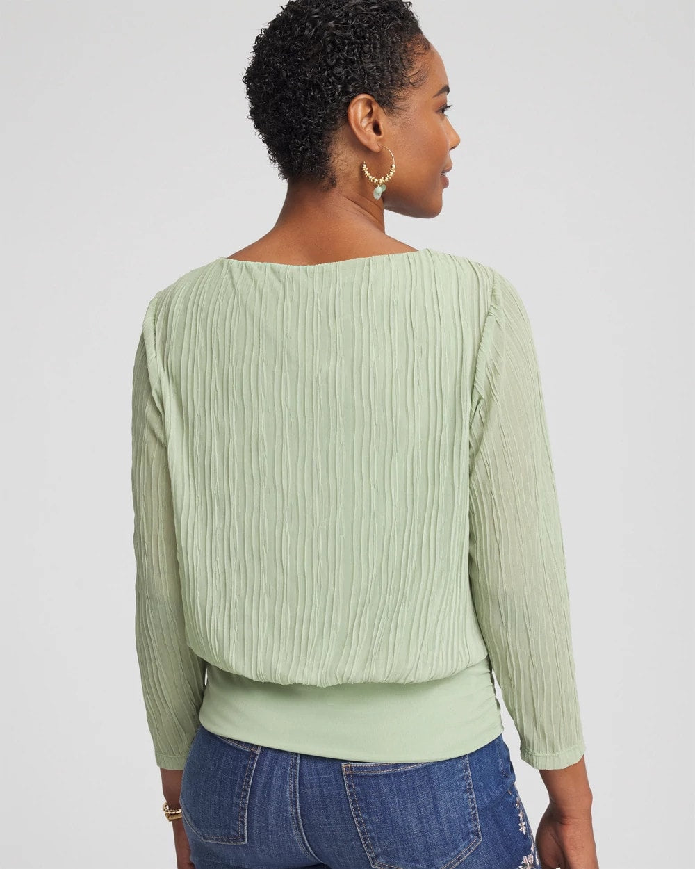 Chico's For Sale Sage Meadow Touch of Cool™ Textured Banded-Hem Top