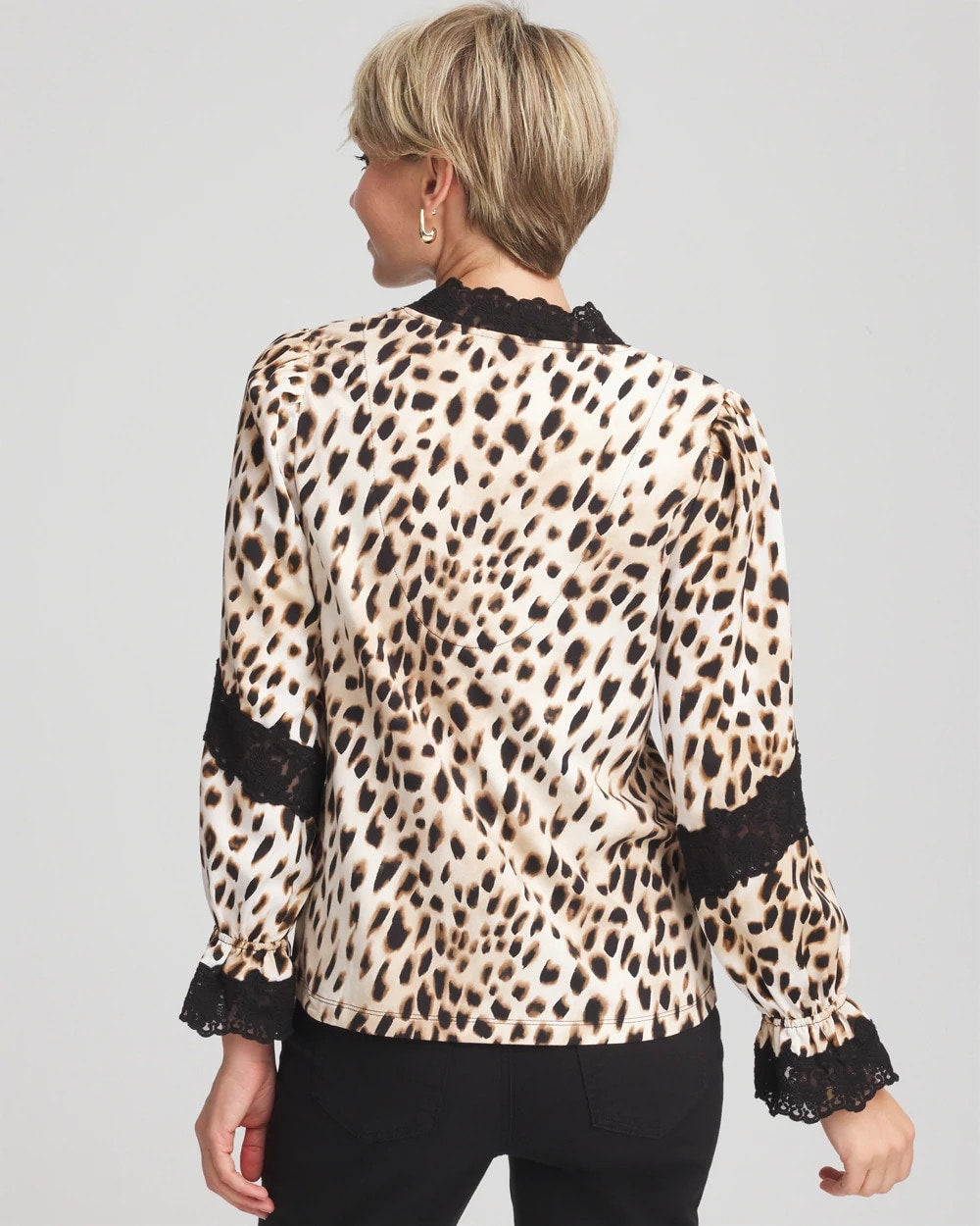Chico's Online English Cream Animal Print Long-Sleeved Top