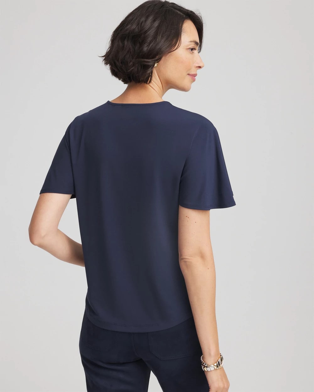 Chico's Sale Passport Blue Jersey Knit Cowlneck Tee