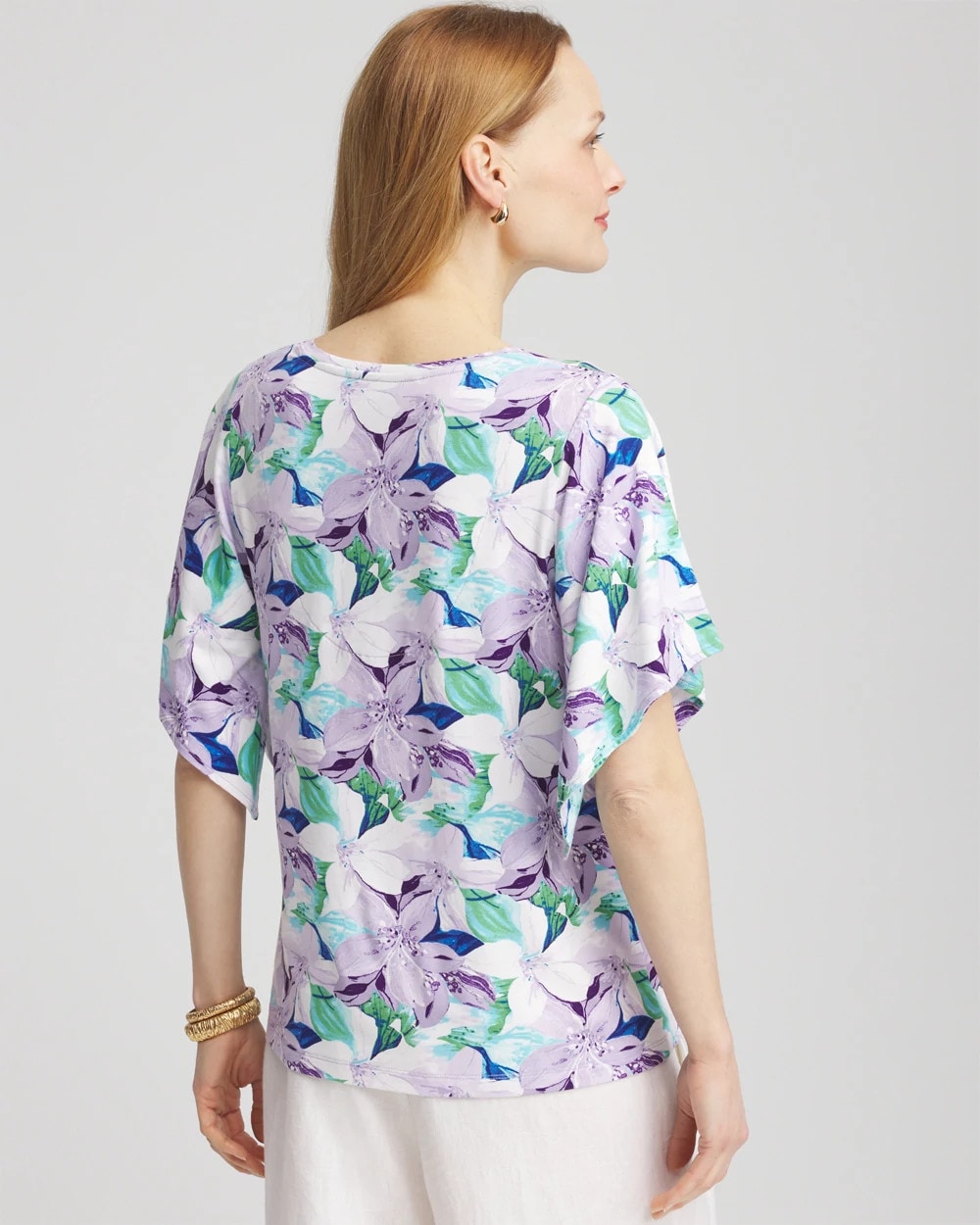 Chico's On Sale Gentle Lavender Touch of Cool™ Lily Handkerchief-Sleeve V-Neck Tee