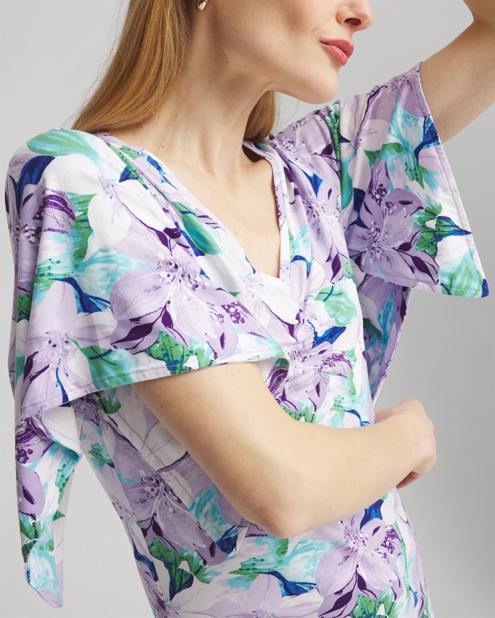 Chico's On Sale Gentle Lavender Touch of Cool™ Lily Handkerchief-Sleeve V-Neck Tee