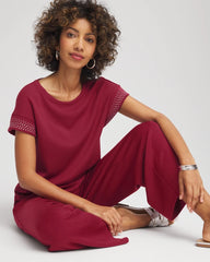 Chico's For Sale Russet Red Zenergy® Embellished Short-Sleeve Top