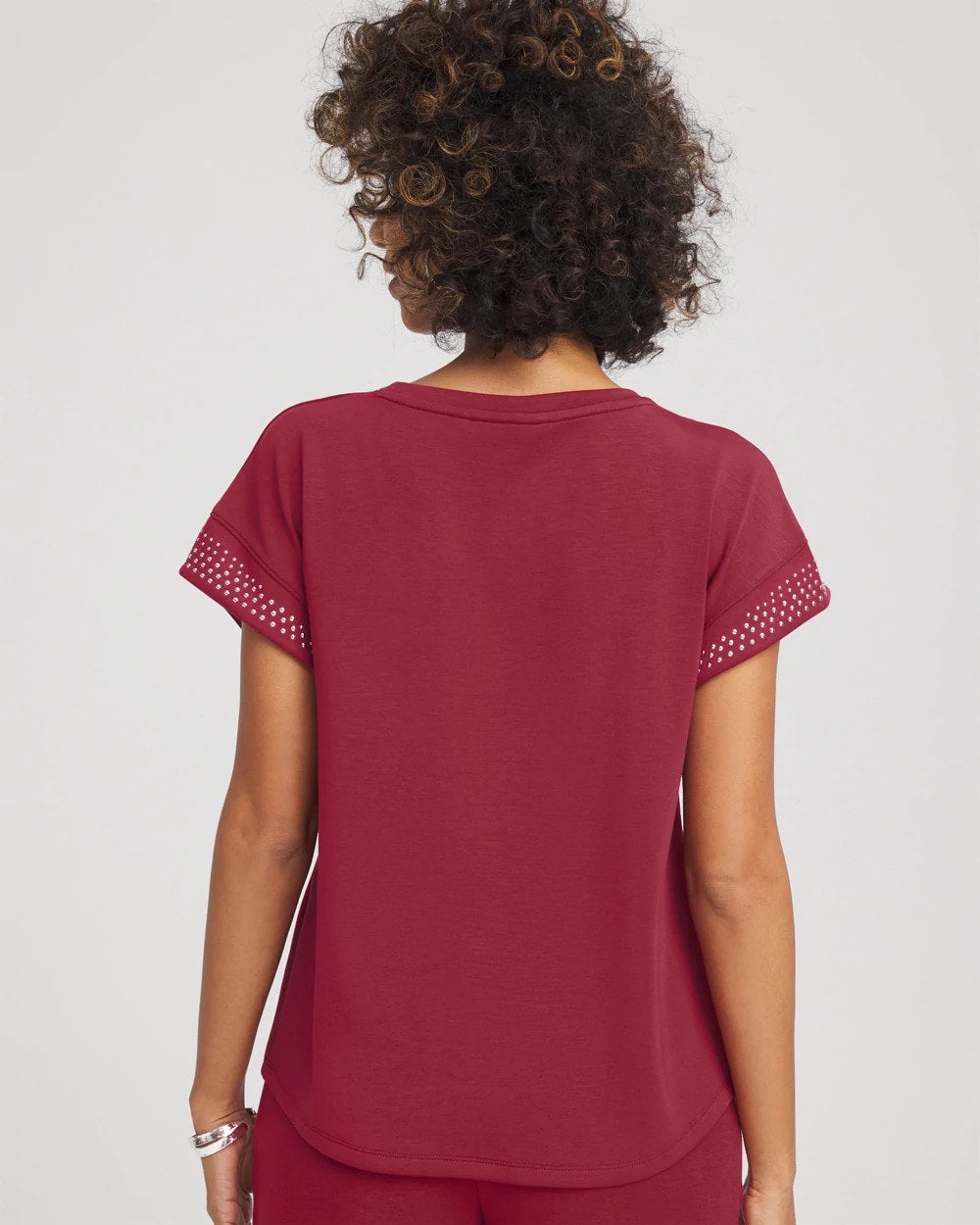 Chico's For Sale Russet Red Zenergy® Embellished Short-Sleeve Top