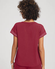 Chico's For Sale Russet Red Zenergy® Embellished Short-Sleeve Top