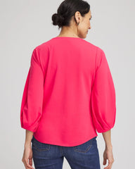 Chico's On Sale Dried Roses Cotton Tuck Sleeve Tee
