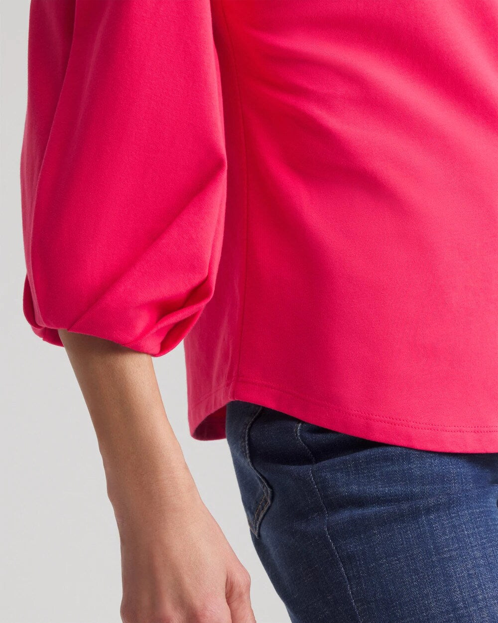 Chico's On Sale Dried Roses Cotton Tuck Sleeve Tee