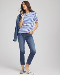 Chico's Discount Blue Pearl Slub Short Sleeve Tee
