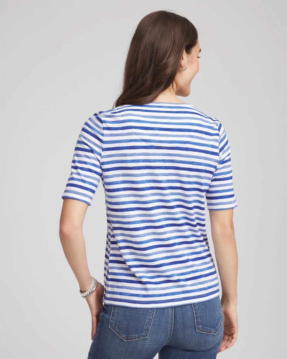 Chico's Discount Blue Pearl Slub Short Sleeve Tee