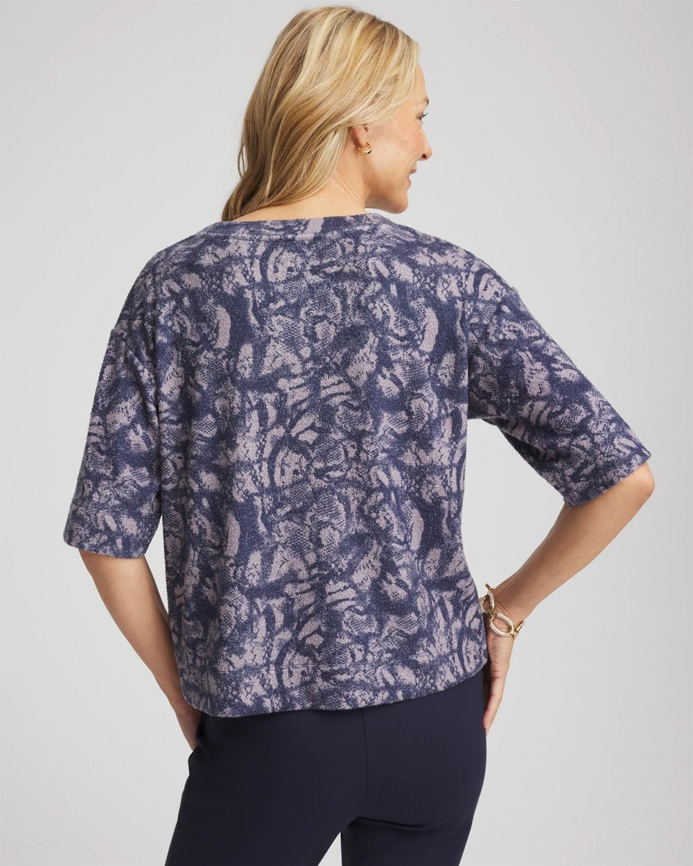 Chico's Outlet Indigo Sky Animal Cozy Crewneck Tee
