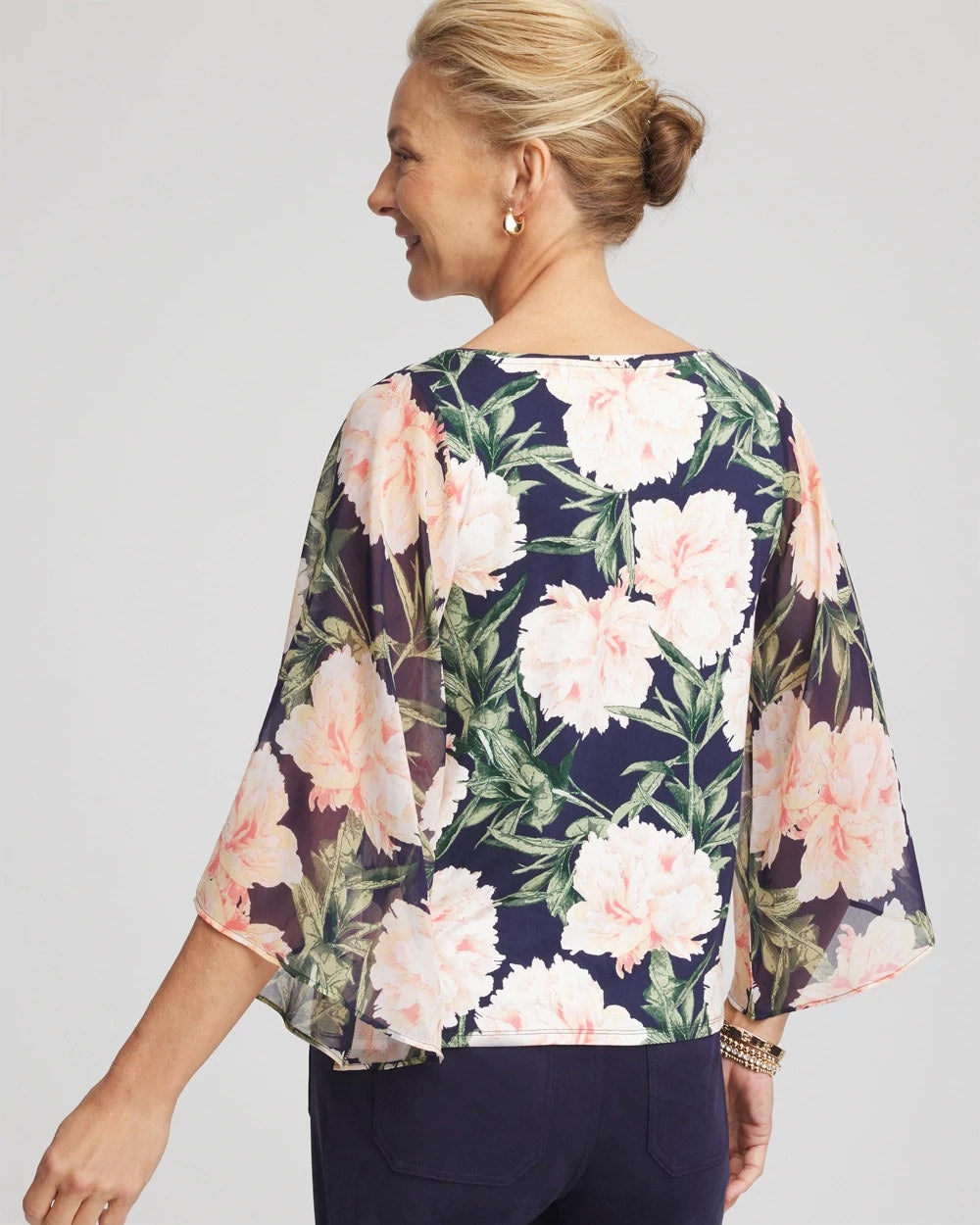 Chico's Outlet Darkest Spruce Georgette Angel-Sleeved Top