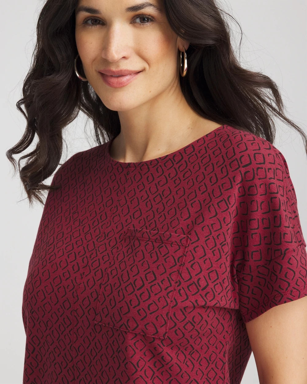 Chico's Online Russet Red Zenergy® UPF Geo-Print Dolman Top