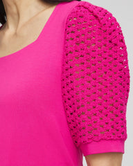 Chico's Sale Crushed Berries Touch of Cool™ Crochet Lace Square-Neck Tee
