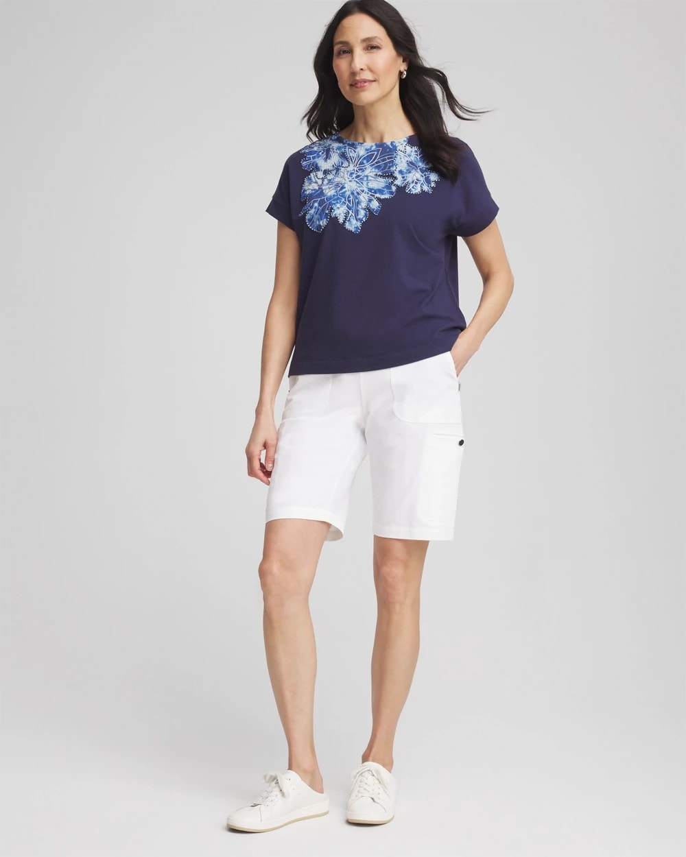 Chico's On Sale Passport Blue Zenergy® UPF Knit Applique Dolman Top