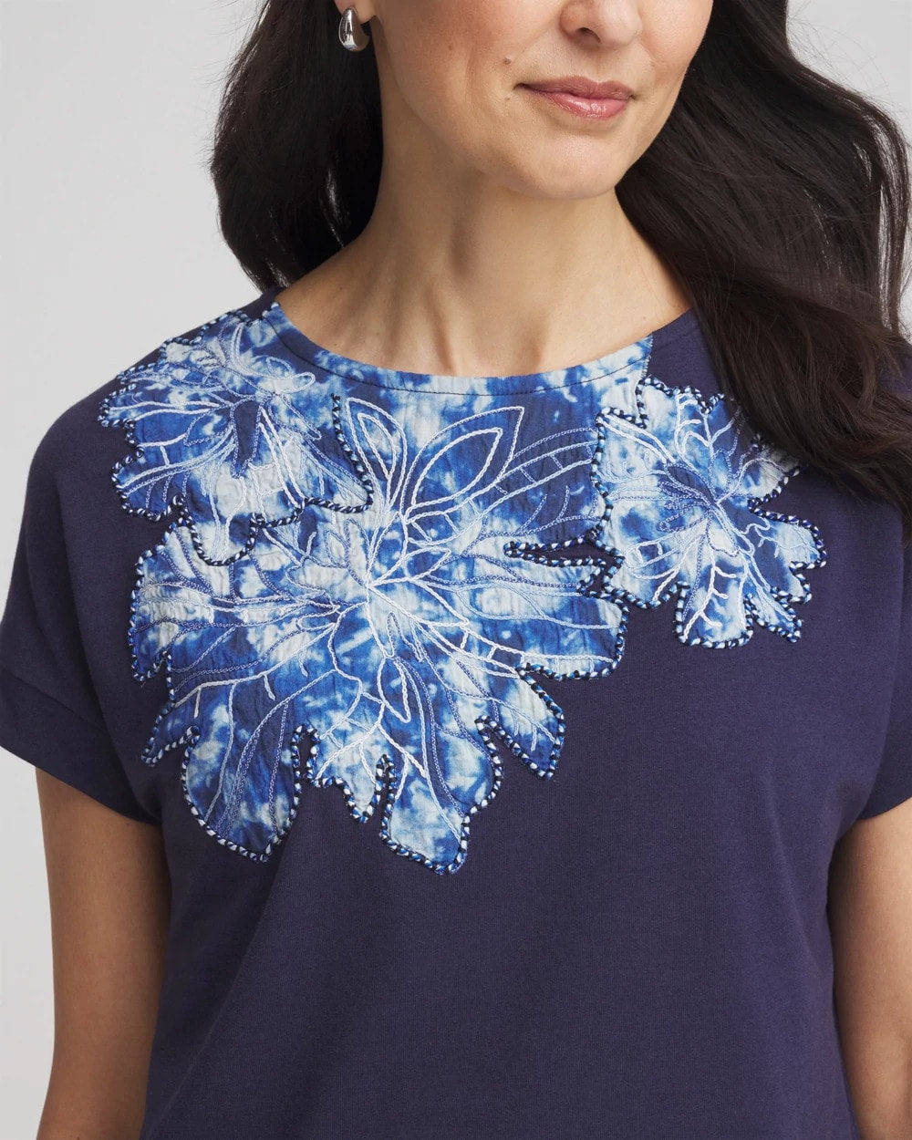 Chico's On Sale Passport Blue Zenergy® UPF Knit Applique Dolman Top