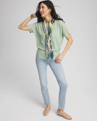 Chico's For Sale Moroccan Mint Jacquard Banded Hem Top