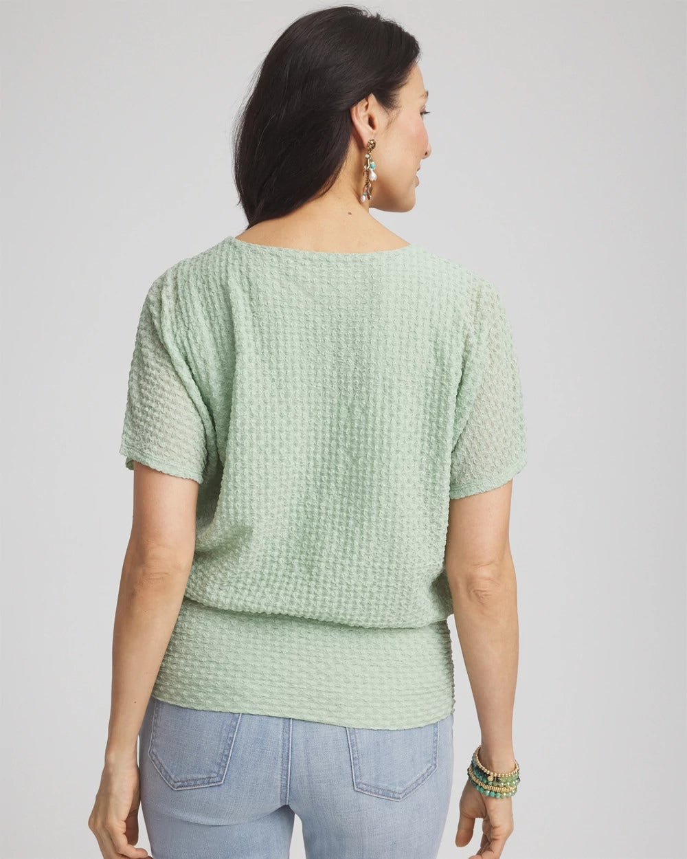 Chico's For Sale Moroccan Mint Jacquard Banded Hem Top