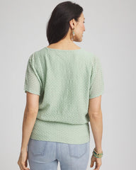 Chico's For Sale Moroccan Mint Jacquard Banded Hem Top
