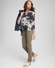 Chico's Sale Blue Menthe Floral Wedge Top