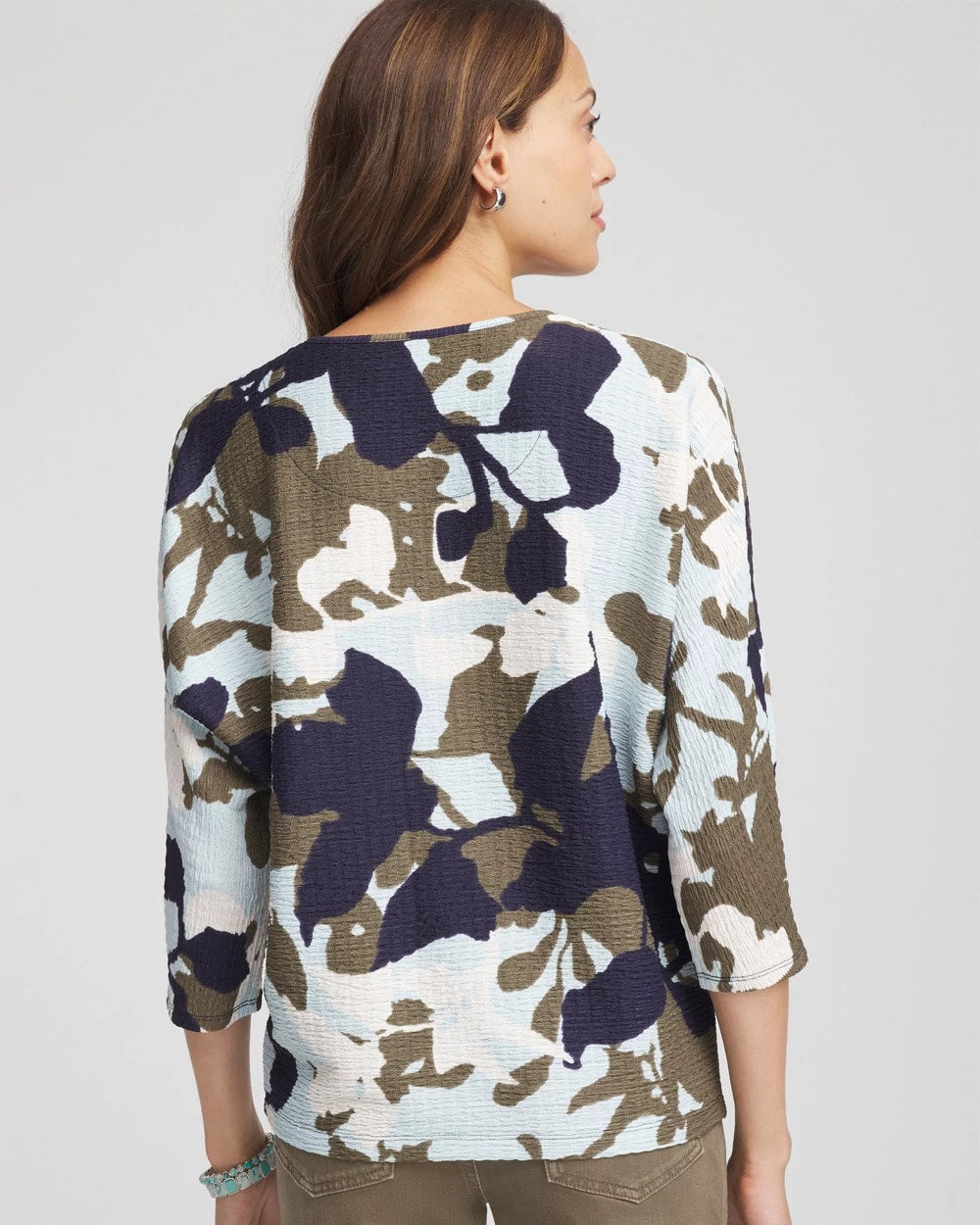 Chico's Sale Blue Menthe Floral Wedge Top
