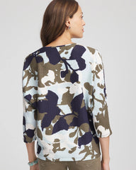 Chico's Sale Blue Menthe Floral Wedge Top