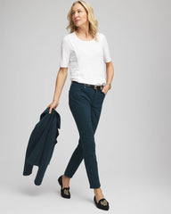 Chico's Outlet Alabaster Slub Paneled Elbow Tee