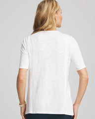 Chico's Outlet Alabaster Slub Paneled Elbow Tee