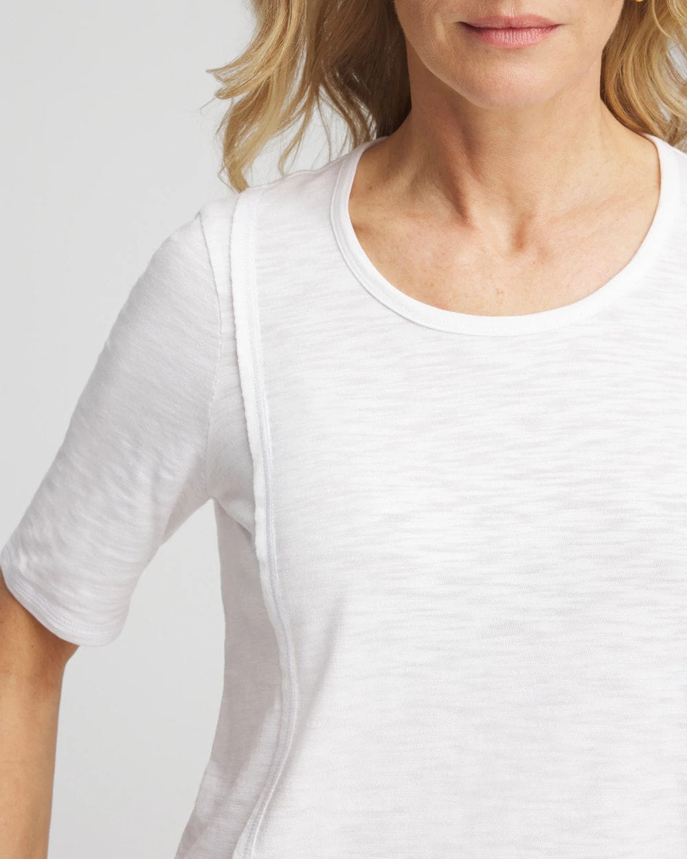Chico's Outlet Alabaster Slub Paneled Elbow Tee