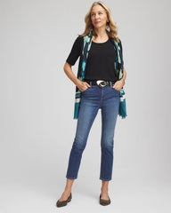 Chico's On Sale Black Slub Paneled Elbow Tee