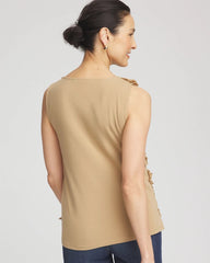 Chico's Online Cafe Aroma Sleeveless Ruffle-Appliqué Tank Top