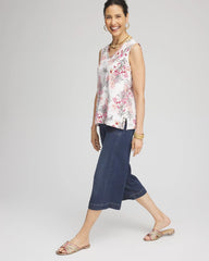 Chico's Discount Alabaster Floral Sleeveless V-Neck Tank