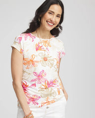 Chico's On Sale Alabaster Touch of Cool™ Tropical Floral Dolman Tee