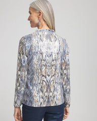 Chico's Sale Classic Navy Sequin Reptile Funnel Neck tee