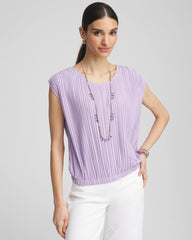 Chico's For Sale Gentle Lavender Pleated Bubble-Hem Tee