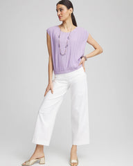 Chico's For Sale Gentle Lavender Pleated Bubble-Hem Tee