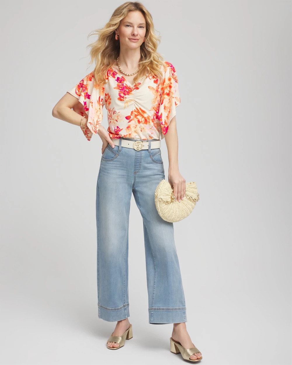 Chico's Online Sunset Peach Touch of Cool™ Handkerchief-Sleeve V-Neck Tee