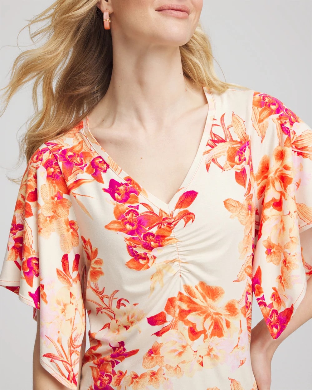 Chico's Online Sunset Peach Touch of Cool™ Handkerchief-Sleeve V-Neck Tee