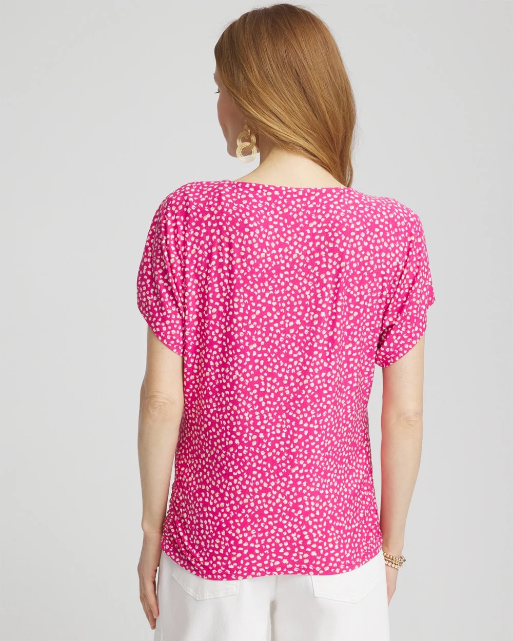 Chico's Sale Crushed Berries Touch of Cool™ Cheetah Ruched Banded Hem Top