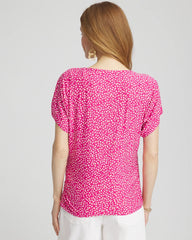 Chico's Sale Crushed Berries Touch of Cool™ Cheetah Ruched Banded Hem Top