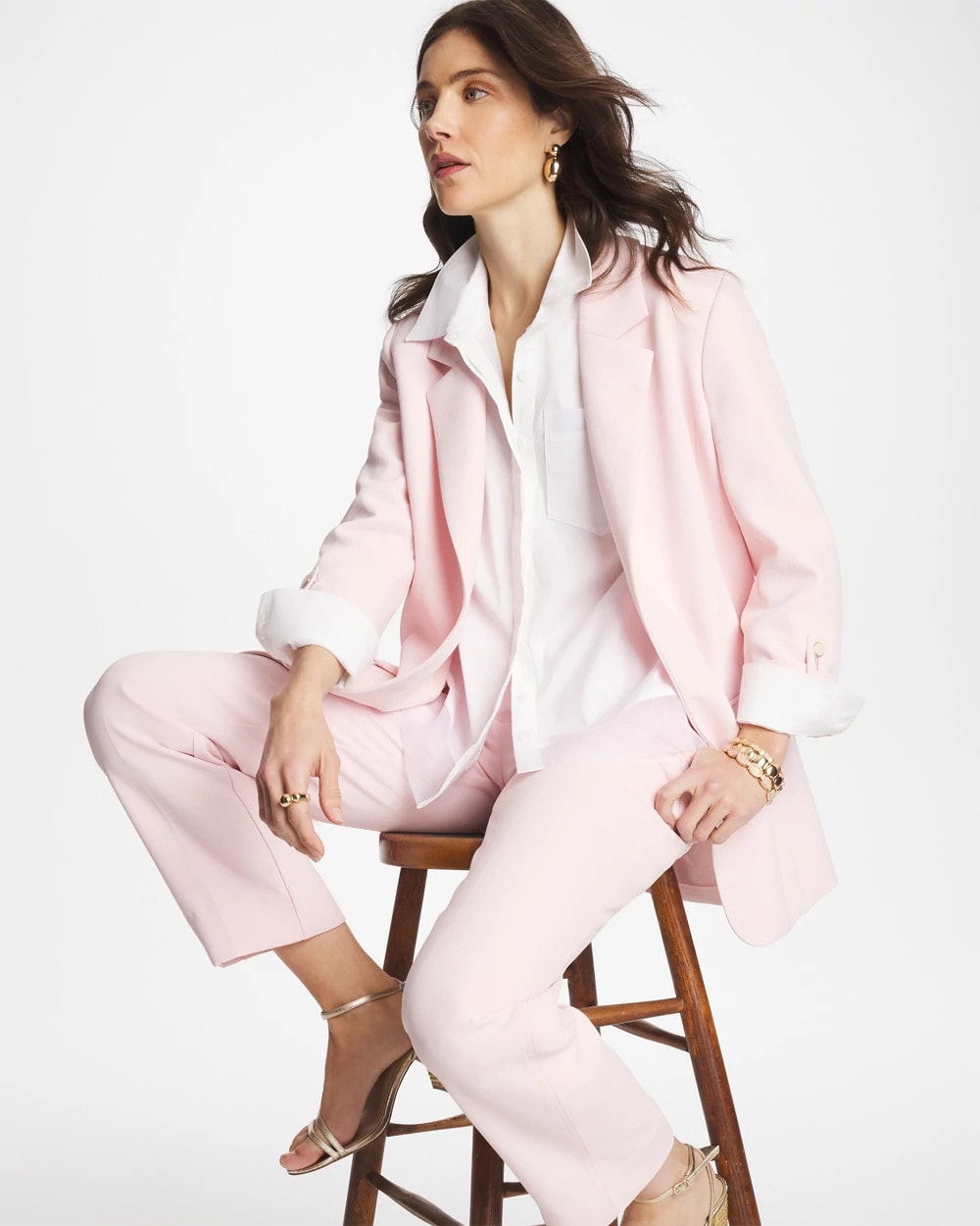 Chico's Outlet Alabaster Poplin Organza Collared Shirt
