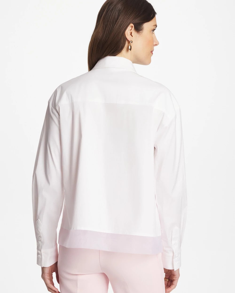 Chico's Outlet Alabaster Poplin Organza Collared Shirt